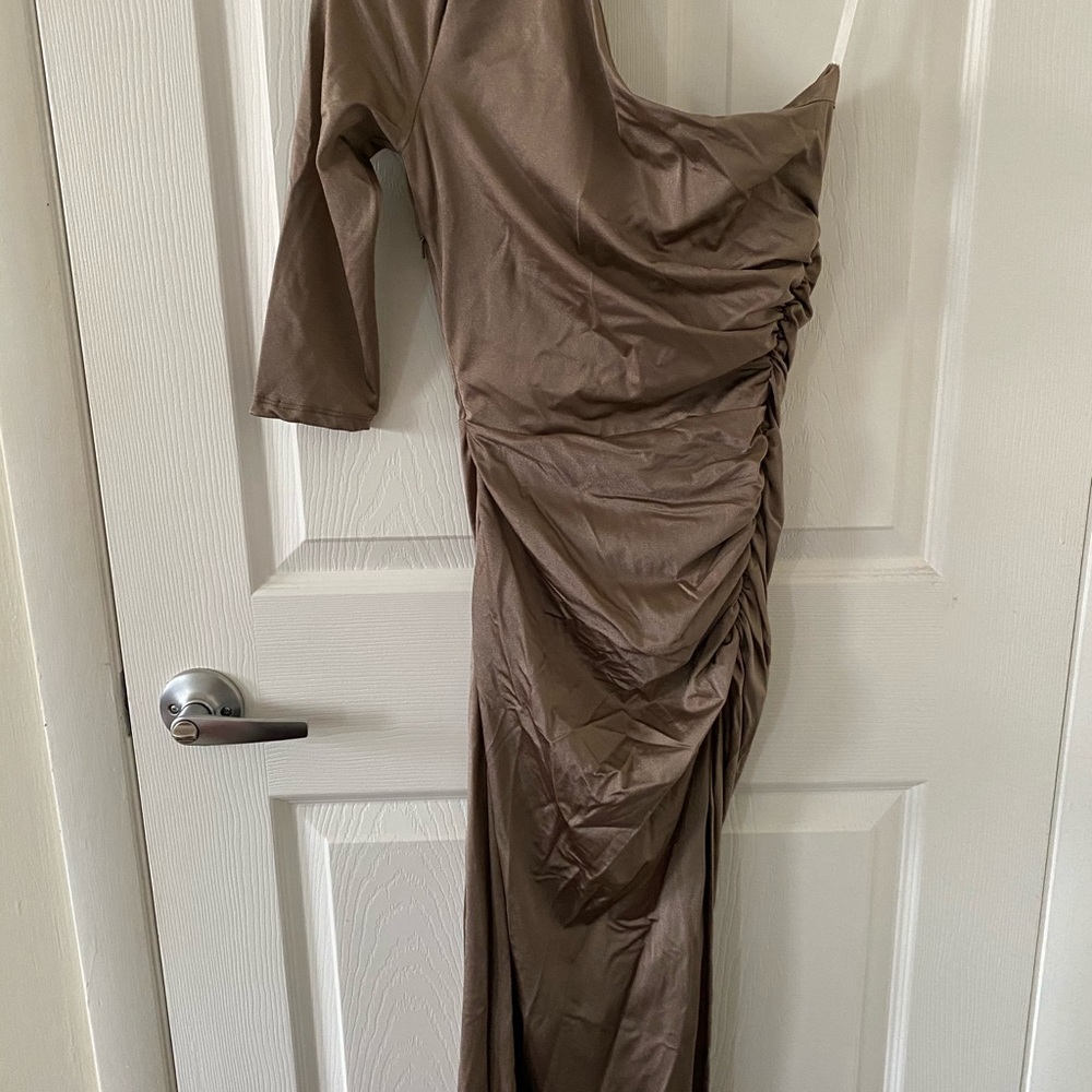 Michael Costello taupe dress